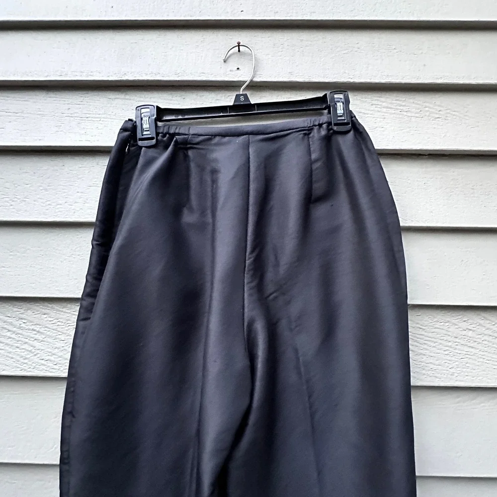 Valerie Stevens Petite Medium Black Vintage 100% Silk High Rise Tapered Pants